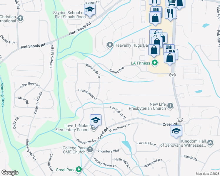 map of restaurants, bars, coffee shops, grocery stores, and more near 760 Butterfield Court in College Park