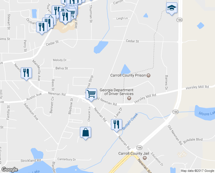 map of restaurants, bars, coffee shops, grocery stores, and more near 738 Burns Road in Carrollton