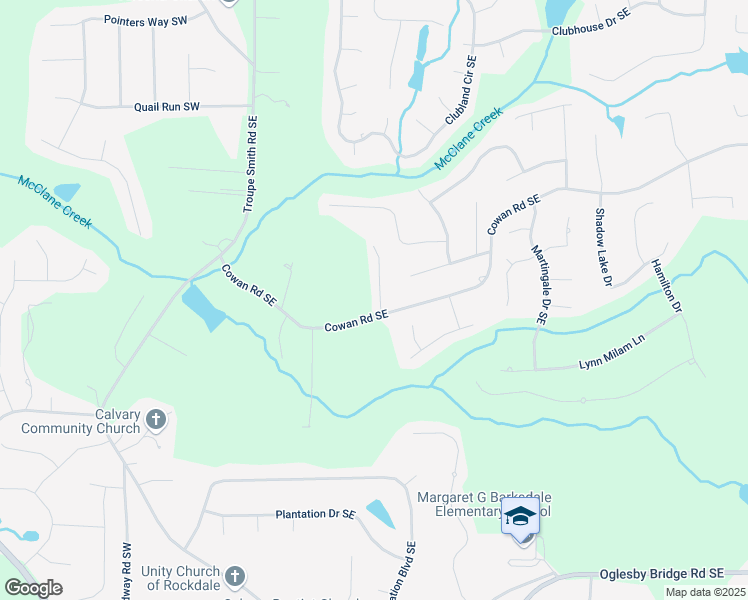 map of restaurants, bars, coffee shops, grocery stores, and more near 3989 Cumberland Trail Southeast in Conyers