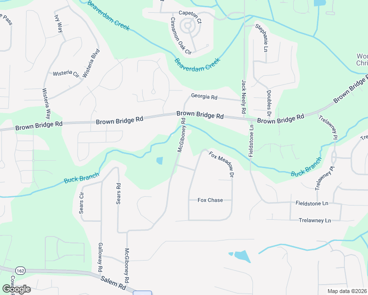 map of restaurants, bars, coffee shops, grocery stores, and more near 444 McGiboney Road in Covington