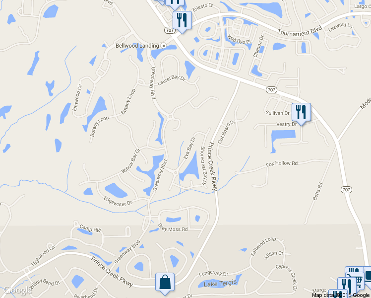 map of restaurants, bars, coffee shops, grocery stores, and more near 4141 Eva Bay Drive in Murrells Inlet