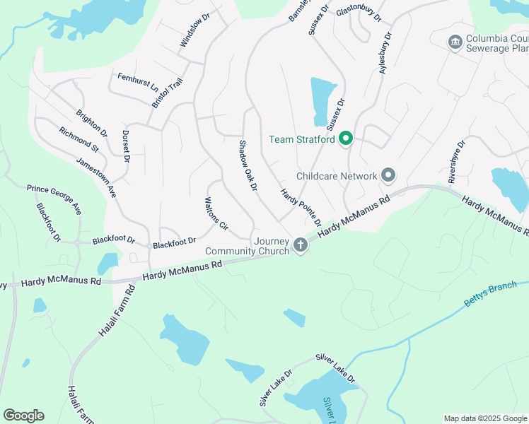 map of restaurants, bars, coffee shops, grocery stores, and more near 1338 Shadow Oak Drive in Evans