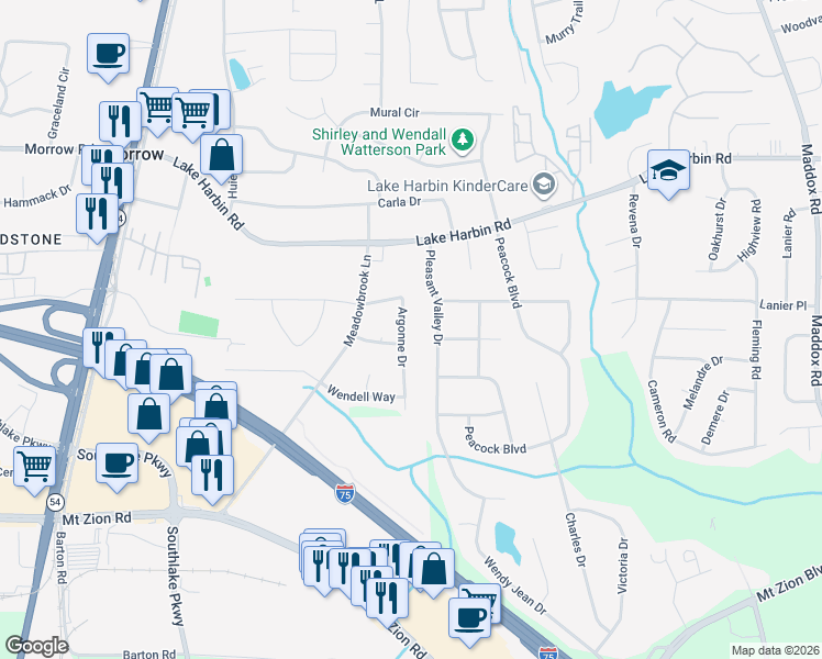 map of restaurants, bars, coffee shops, grocery stores, and more near 1890 Argonne Drive in Morrow