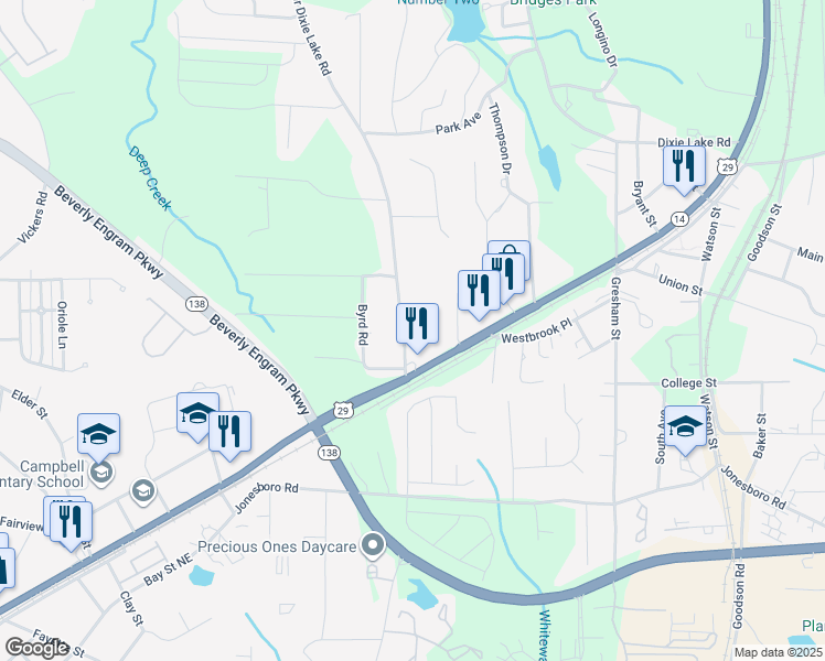 map of restaurants, bars, coffee shops, grocery stores, and more near 6540 Lower Dixie Lake Road in Union City