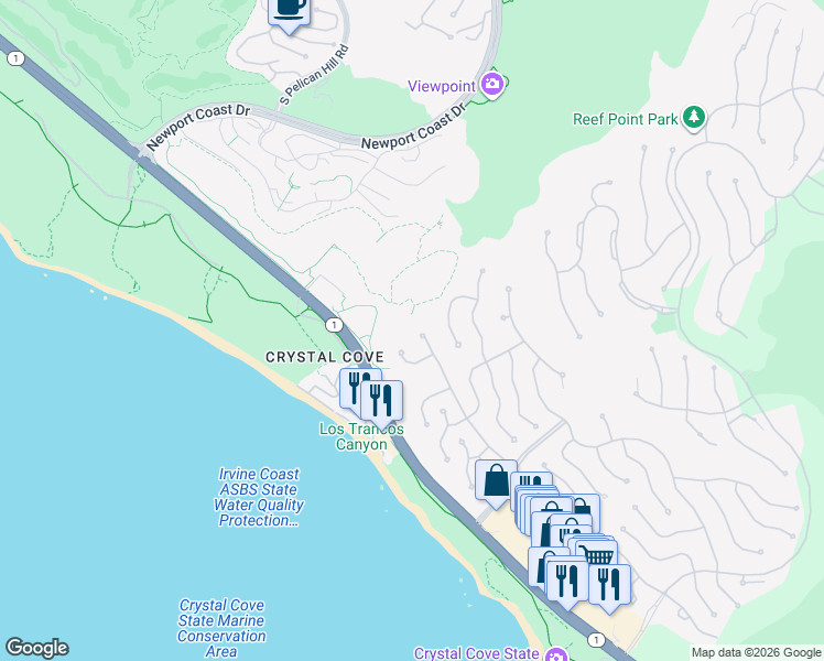 map of restaurants, bars, coffee shops, grocery stores, and more near 6 Sidney Bay Drive in Newport Beach