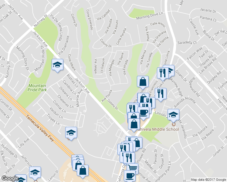 map of restaurants, bars, coffee shops, grocery stores, and more near 24177 Corte Cordoba in Murrieta