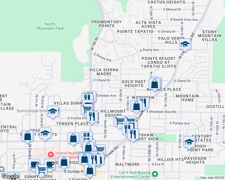 map of restaurants, bars, coffee shops, grocery stores, and more near 811 East Brown Street in Phoenix