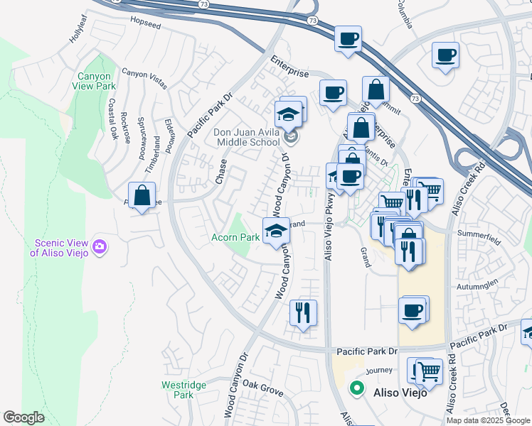 map of restaurants, bars, coffee shops, grocery stores, and more near 4 Maison in Aliso Viejo