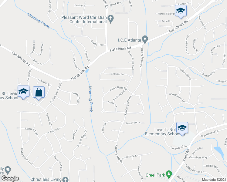 map of restaurants, bars, coffee shops, grocery stores, and more near 3345 Valley Bend Road in College Park