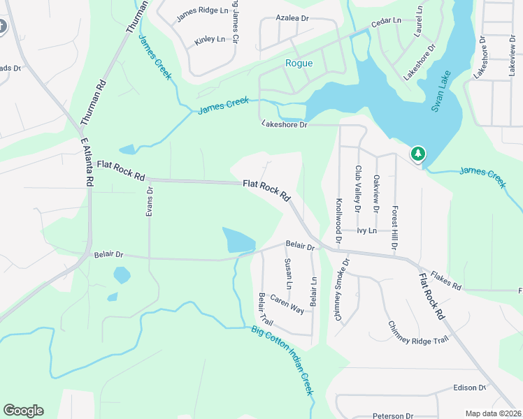 map of restaurants, bars, coffee shops, grocery stores, and more near 1839 Flat Rock Road in Stockbridge
