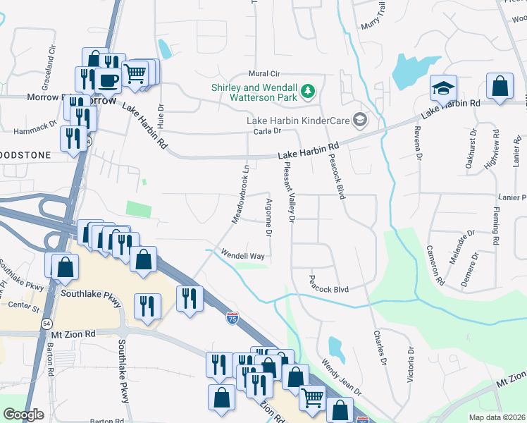 map of restaurants, bars, coffee shops, grocery stores, and more near 1890 Argonne Drive in Morrow