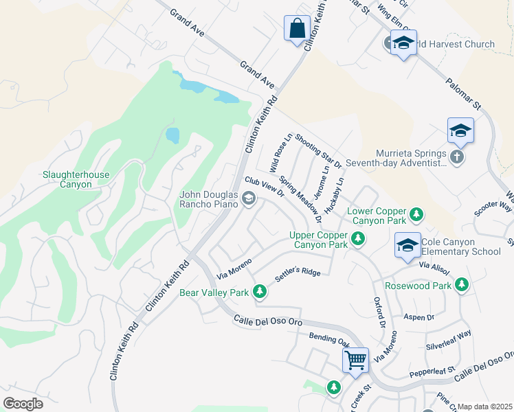 map of restaurants, bars, coffee shops, grocery stores, and more near 23178 Rancho Peak Place in Murrieta