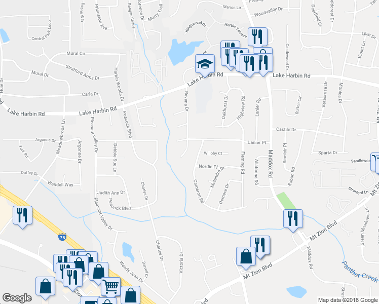 map of restaurants, bars, coffee shops, grocery stores, and more near 6494 Revena Drive in Morrow