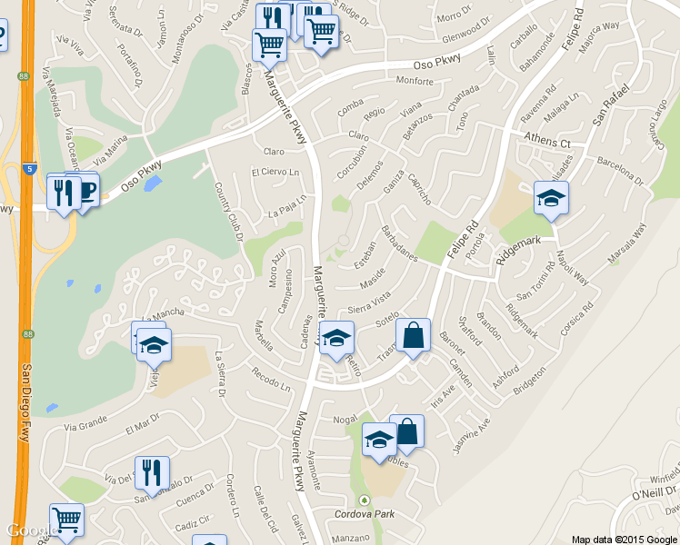map of restaurants, bars, coffee shops, grocery stores, and more near 26526 Esteban in Mission Viejo