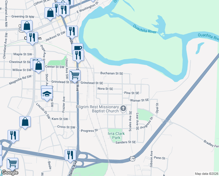 map of restaurants, bars, coffee shops, grocery stores, and more near 517 Secession Avenue Southeast in Camden