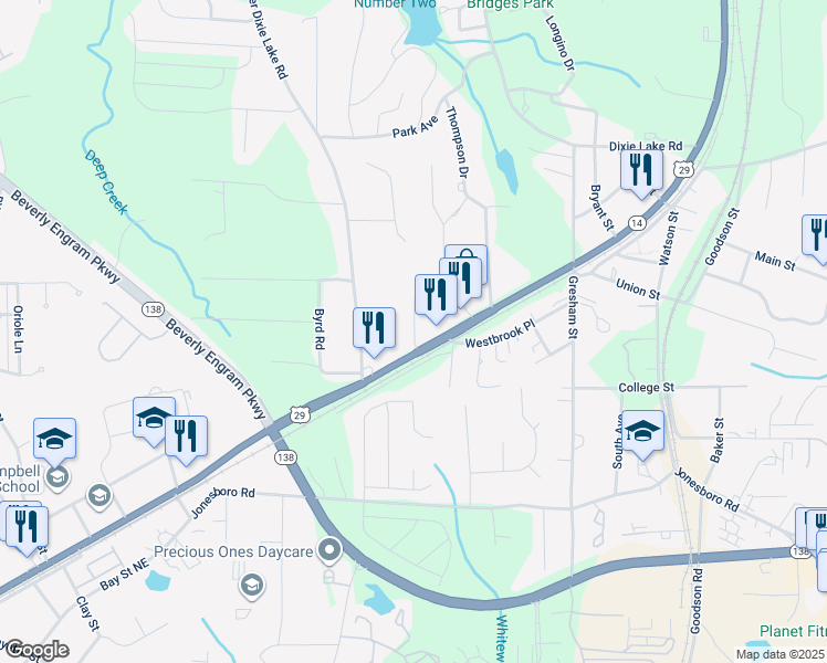 map of restaurants, bars, coffee shops, grocery stores, and more near 6550 Raymond Drive in Union City
