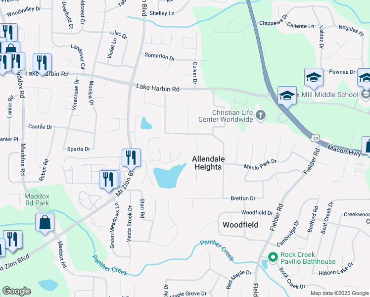 map of restaurants, bars, coffee shops, grocery stores, and more near 2821 Mill Lake Way in Morrow