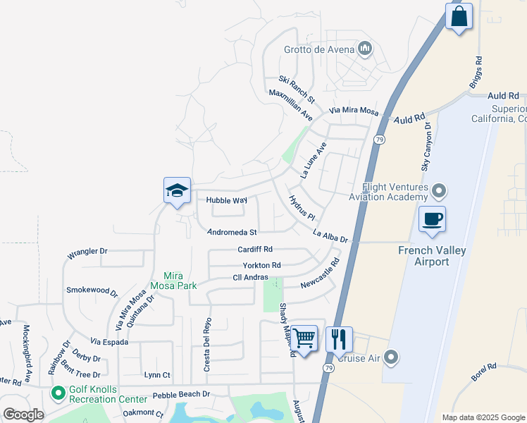 map of restaurants, bars, coffee shops, grocery stores, and more near 37434 Lumiere Avenue in Murrieta
