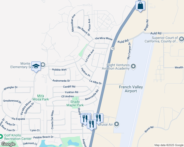 map of restaurants, bars, coffee shops, grocery stores, and more near 37493 Stellarview Avenue in Murrieta