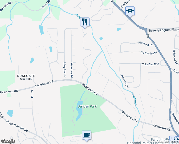 map of restaurants, bars, coffee shops, grocery stores, and more near 7035 Magnolia Lane in Fairburn