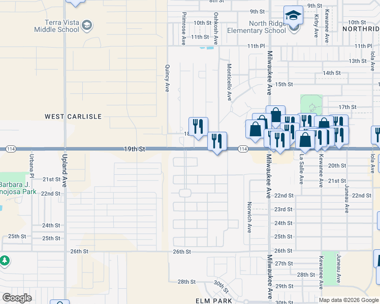 map of restaurants, bars, coffee shops, grocery stores, and more near 6801 19th St in Lubbock