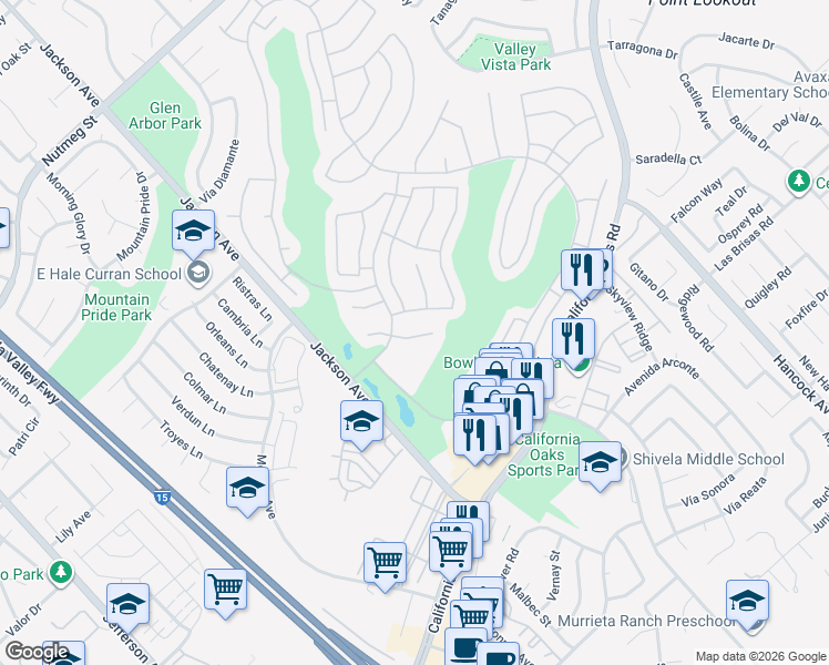 map of restaurants, bars, coffee shops, grocery stores, and more near 24177 Corte Cordoba in Murrieta
