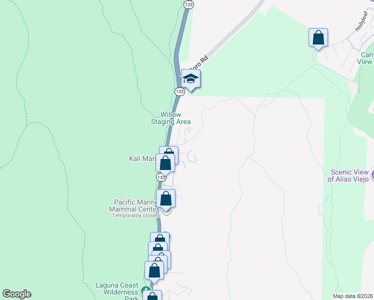 map of restaurants, bars, coffee shops, grocery stores, and more near 21421 Stans Lane in Laguna Beach