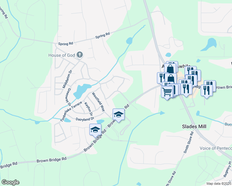 map of restaurants, bars, coffee shops, grocery stores, and more near 145 Charleston Place in Covington