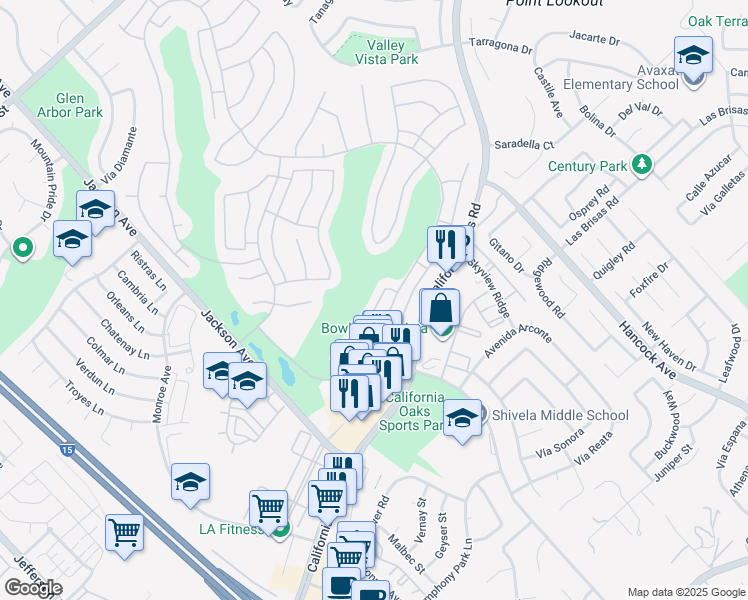 map of restaurants, bars, coffee shops, grocery stores, and more near 40451 Vía Amapola in Murrieta