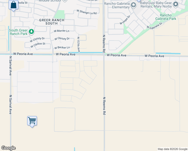 map of restaurants, bars, coffee shops, grocery stores, and more near 9014-10544 North Reems Road in Waddell