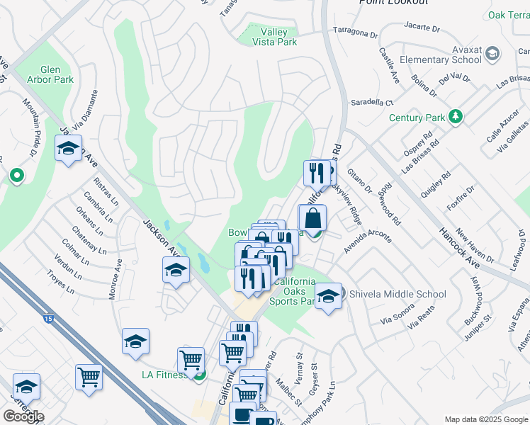 map of restaurants, bars, coffee shops, grocery stores, and more near 40451 Vía Amapola in Murrieta