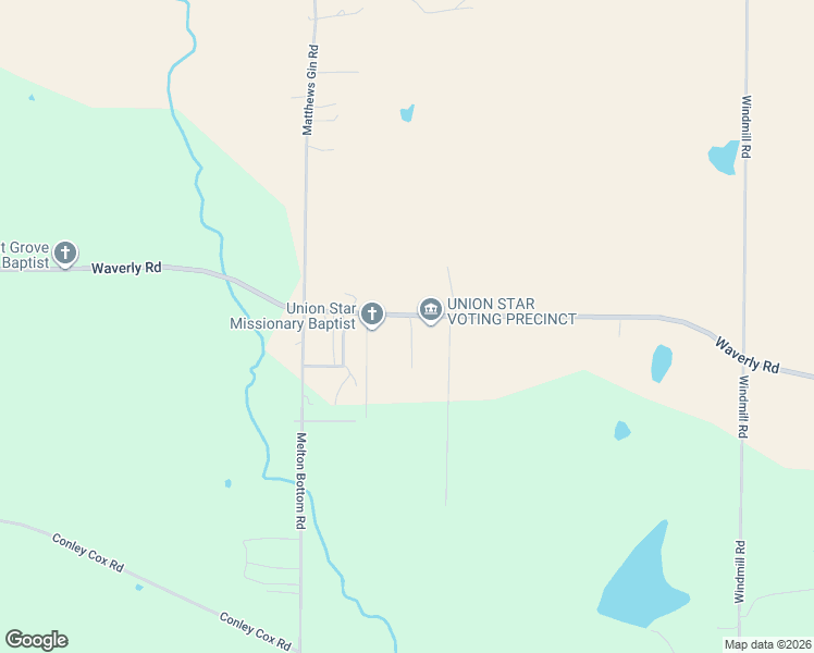 map of restaurants, bars, coffee shops, grocery stores, and more near Union Star Road in West Point