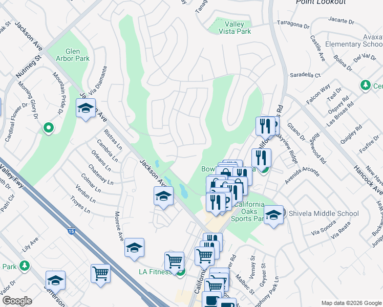 map of restaurants, bars, coffee shops, grocery stores, and more near 24213 Corte Cordoba in Murrieta