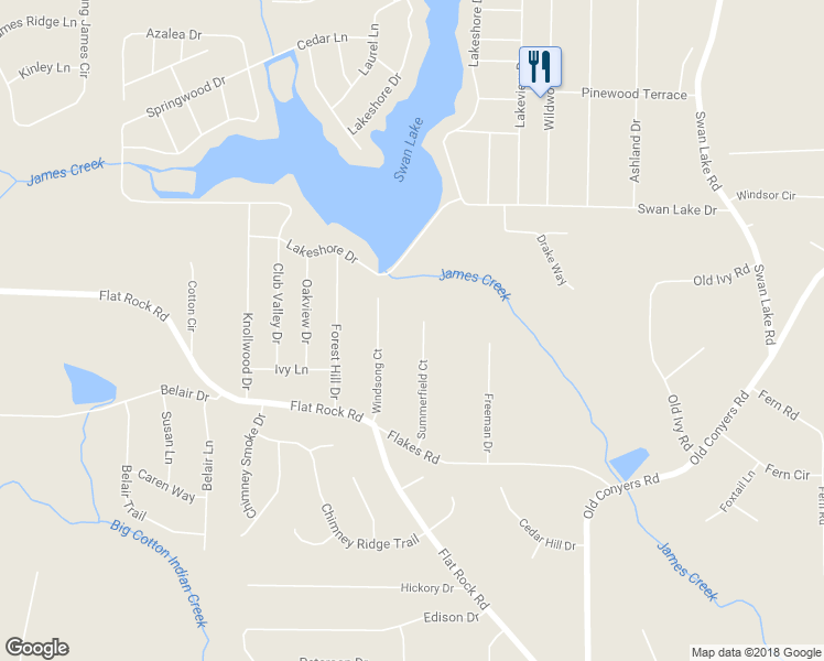 map of restaurants, bars, coffee shops, grocery stores, and more near 105 Summerfield Court in Stockbridge