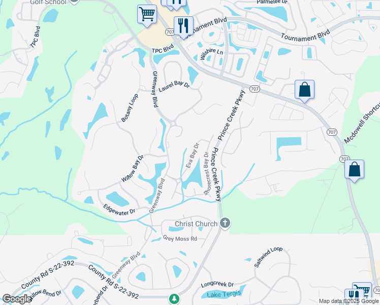 map of restaurants, bars, coffee shops, grocery stores, and more near 4141 Eva Bay Drive in Murrells Inlet
