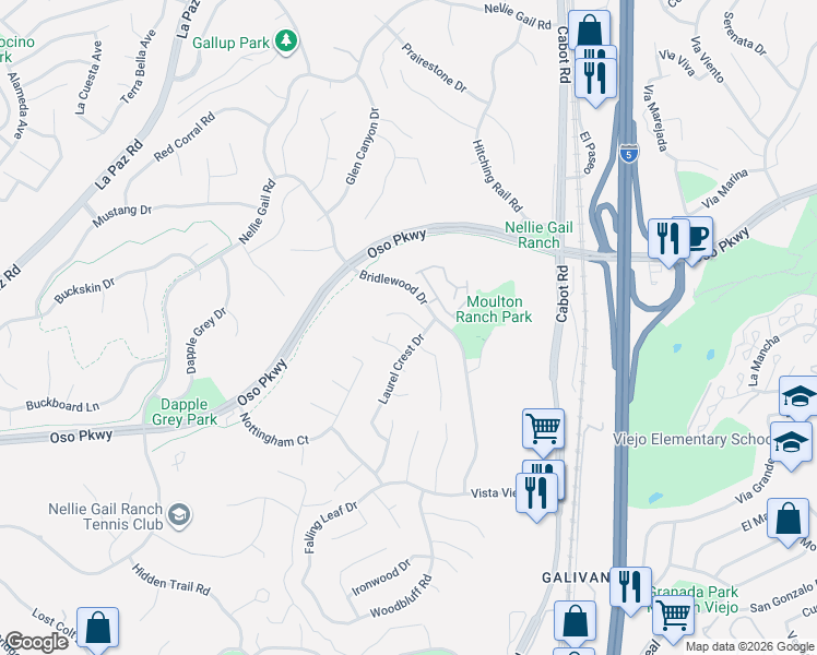 map of restaurants, bars, coffee shops, grocery stores, and more near 25792 Maple View Drive in Laguna Hills