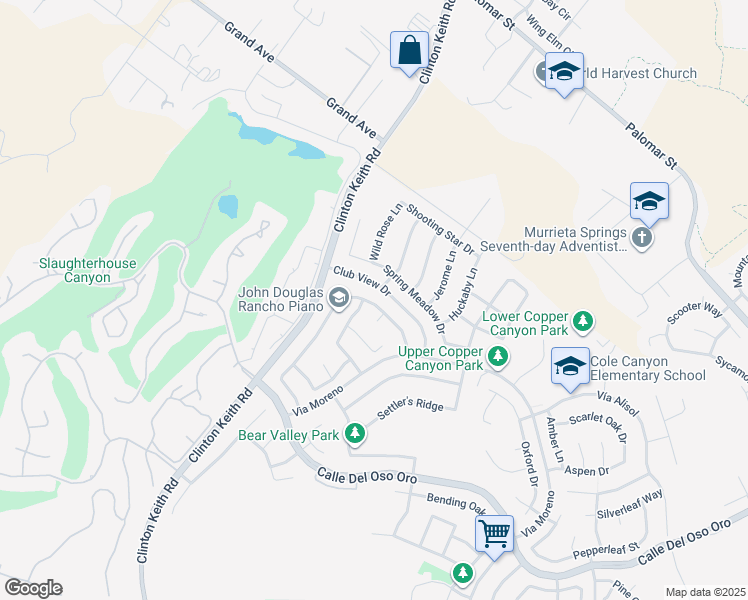 map of restaurants, bars, coffee shops, grocery stores, and more near 23206 Joaquin Ridge Drive in Murrieta