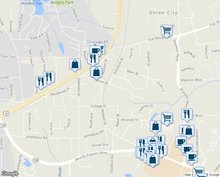 map of restaurants, bars, coffee shops, grocery stores, and more near 5024 Union Street in Union City