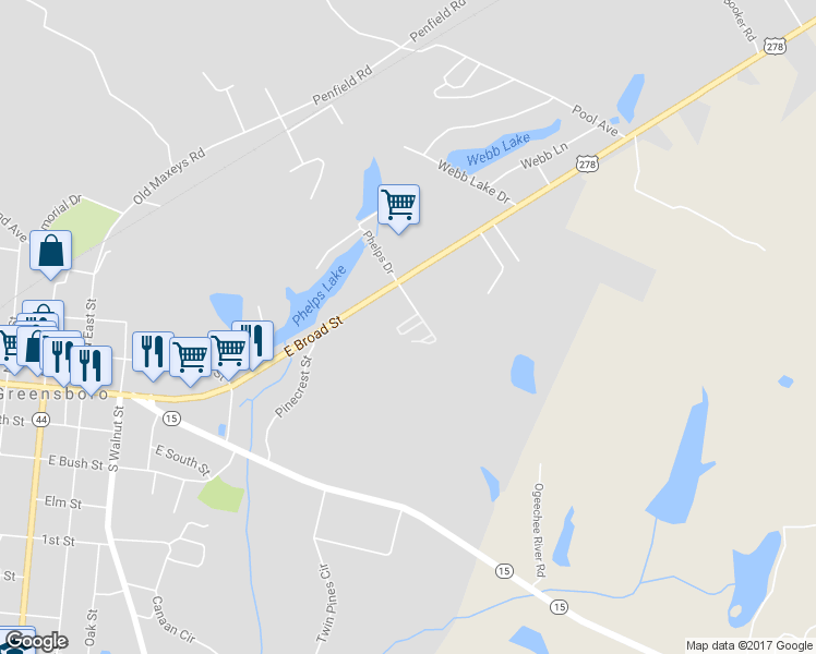 map of restaurants, bars, coffee shops, grocery stores, and more near 1 Fox Chase Circle in Greensboro