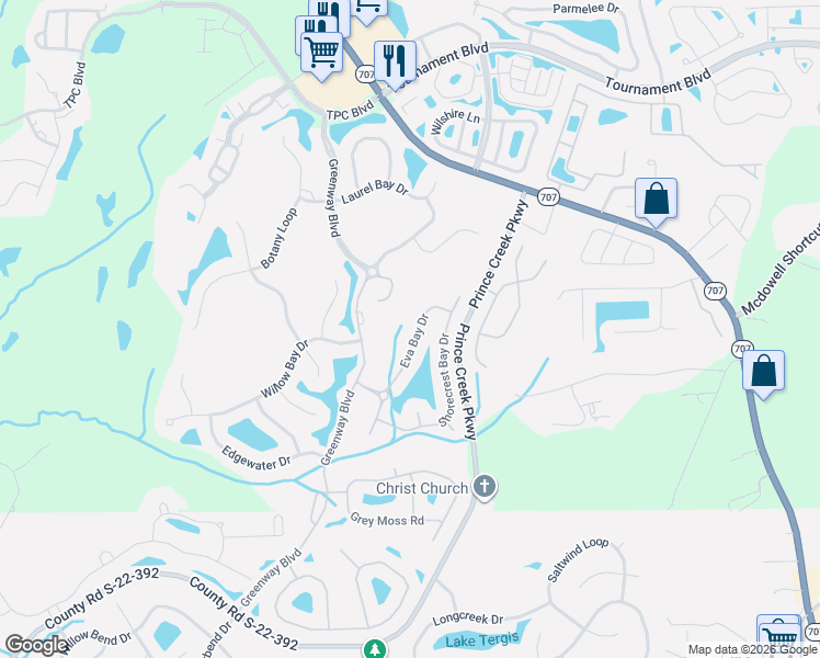 map of restaurants, bars, coffee shops, grocery stores, and more near 4141 Eva Bay Drive in Murrells Inlet