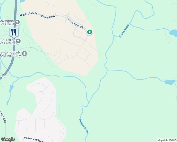 map of restaurants, bars, coffee shops, grocery stores, and more near 13917 Homer Lane in Covington