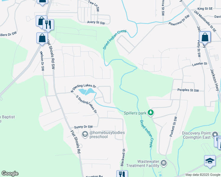 map of restaurants, bars, coffee shops, grocery stores, and more near 8205 Sterling Lane in Covington