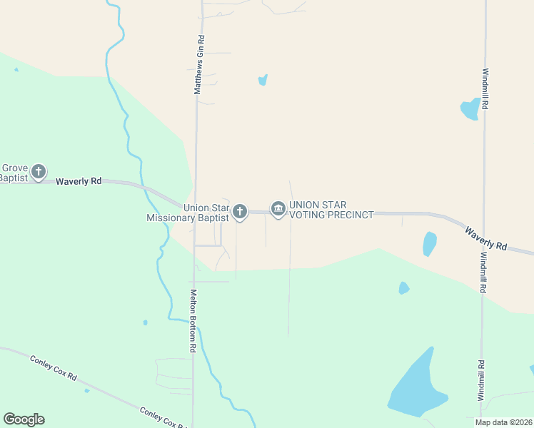 map of restaurants, bars, coffee shops, grocery stores, and more near Union Star Road in West Point