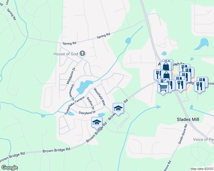 map of restaurants, bars, coffee shops, grocery stores, and more near 50 Ivans Circle in Covington