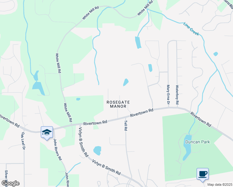 map of restaurants, bars, coffee shops, grocery stores, and more near 6615 Vogue Circle in Fairburn