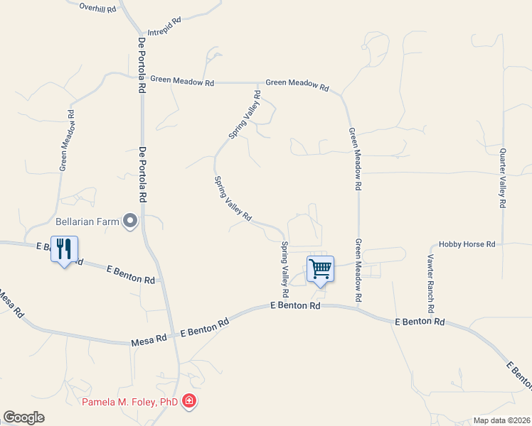 map of restaurants, bars, coffee shops, grocery stores, and more near 37715 Spring Valley Road in Temecula