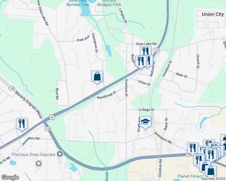 map of restaurants, bars, coffee shops, grocery stores, and more near 5153 Westbrook Place in Union City