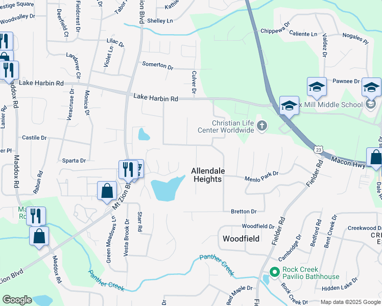 map of restaurants, bars, coffee shops, grocery stores, and more near 2821 Mill Lake Way in Morrow