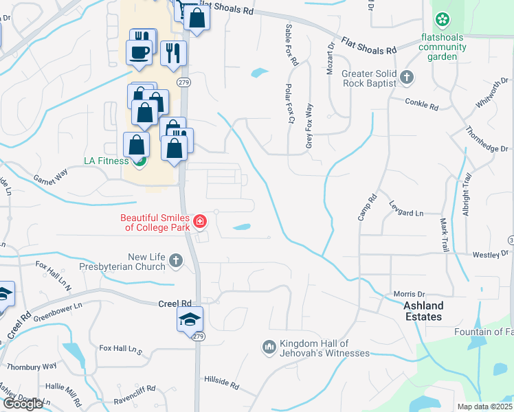 map of restaurants, bars, coffee shops, grocery stores, and more near 2326 Bigwood Trail in Atlanta