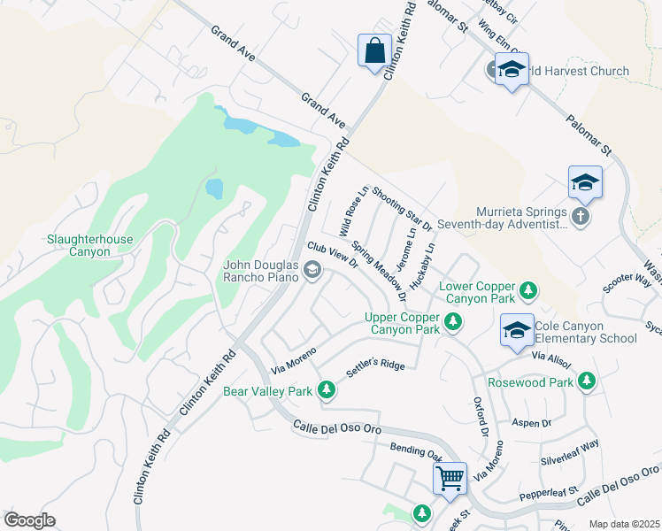 map of restaurants, bars, coffee shops, grocery stores, and more near 23178 Rancho Peak Place in Murrieta